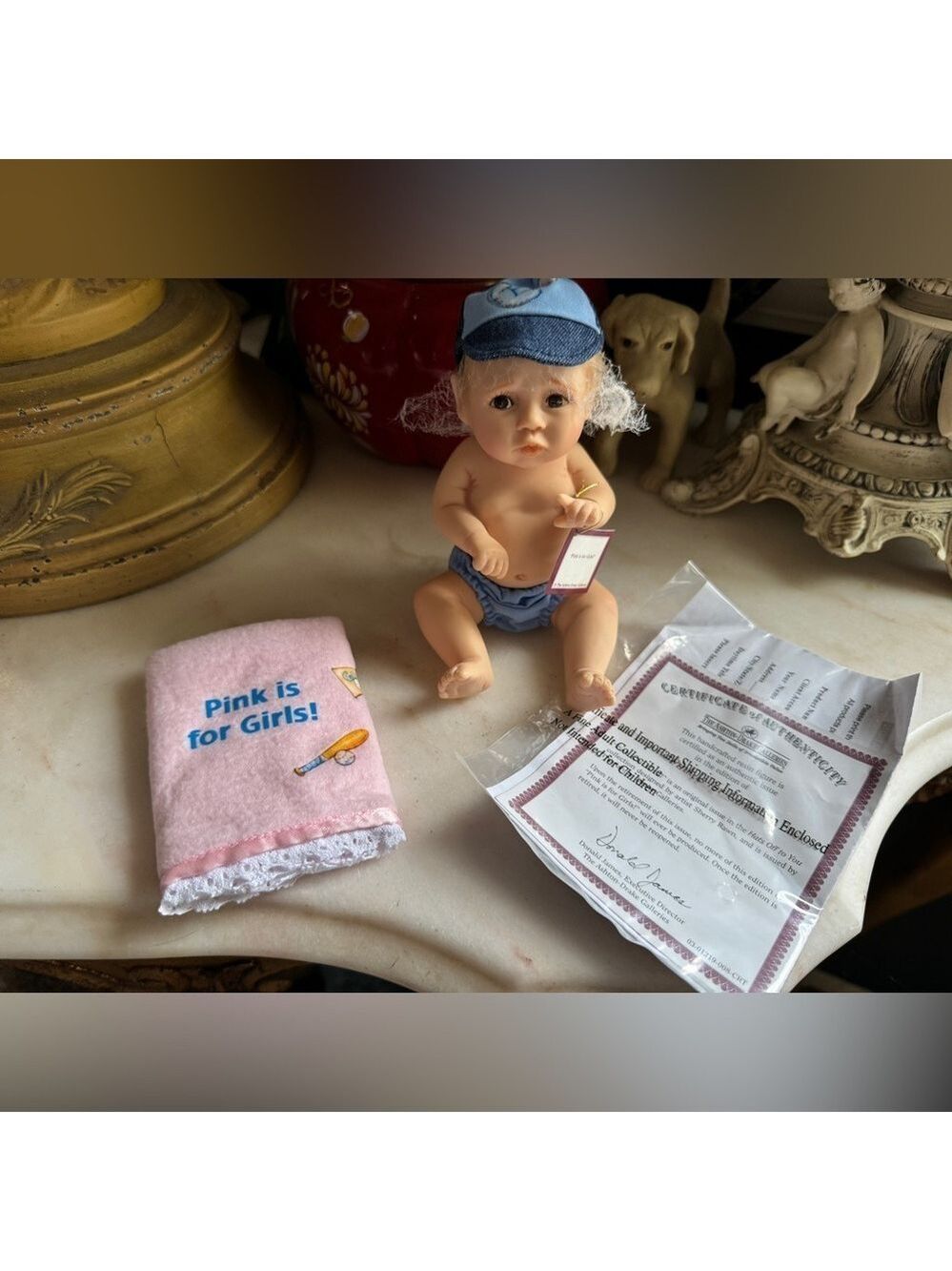 Retired Ashton Drake "Pink is for Girls"  Resin Doll by Artist Sherry Rawn